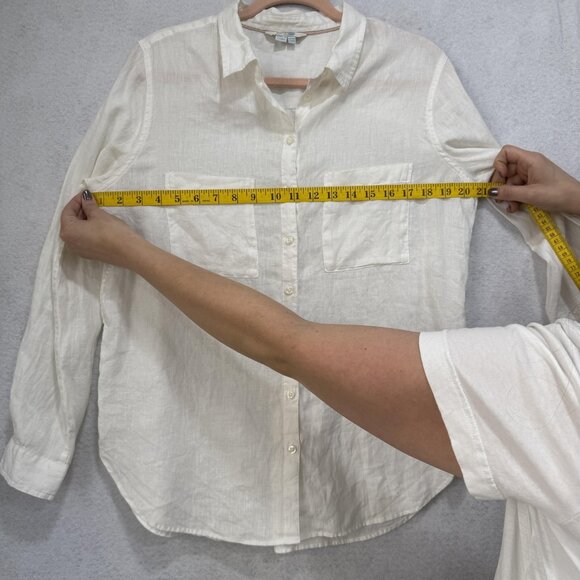 Boden Shirt Women Large White Button Front Long Sleeve 100% Linen Pockets - Picture 4 of 9